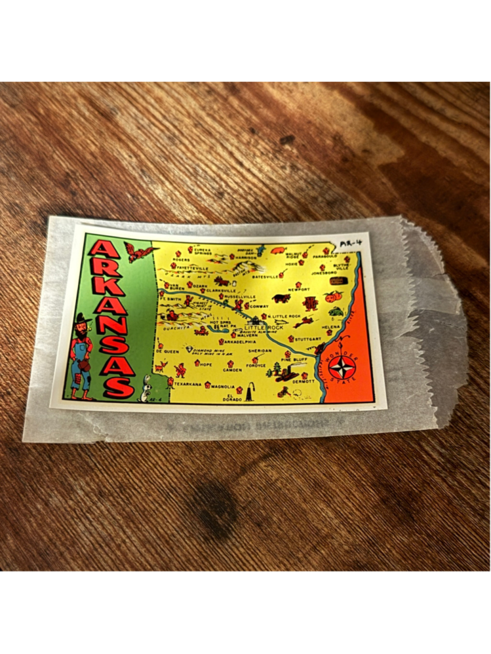 Vintage 1960s Arkansas Travel Decal | Wonder State Map Souvenir